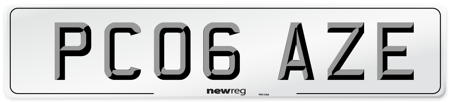 PC06 AZE Number Plate from New Reg